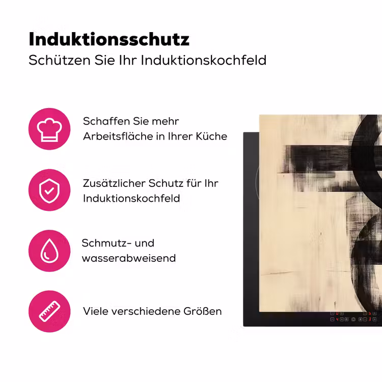Cirkels - Balken - Zwart - Abstract Inductie beschermer vinyl 3mm klein -zzzzzzz-lf-ups