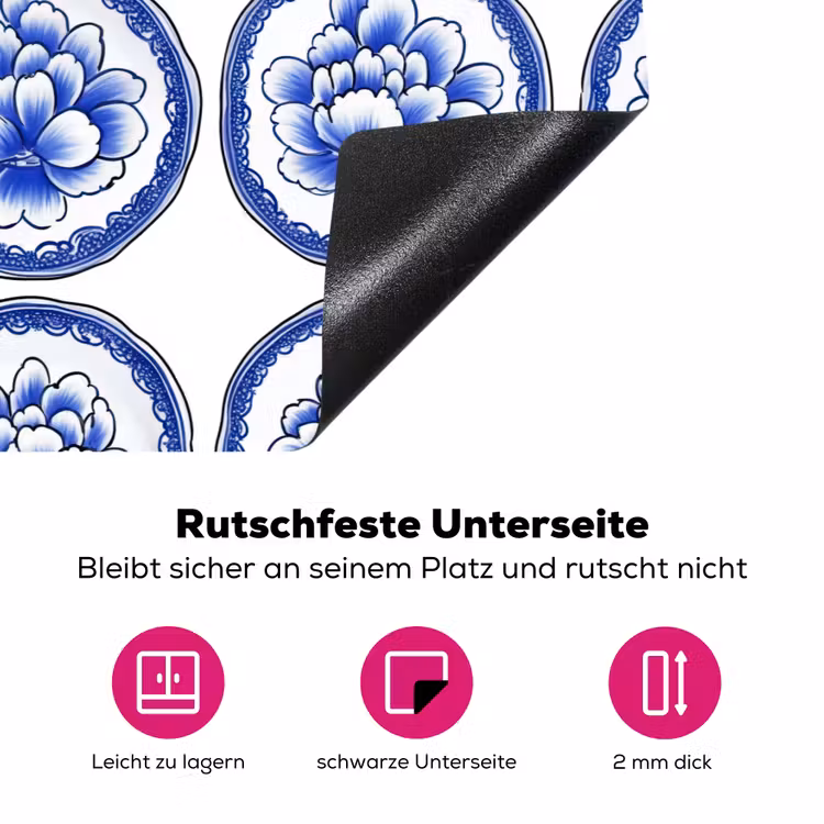 Cirkels - Bloemen - Blauw Inductie beschermer vinyl 3mm klein 276 -zzzzzzz-lf-onderkant