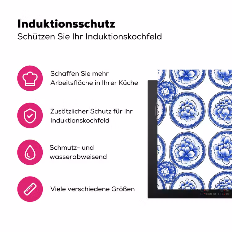 Cirkels - Bloemen - Blauw Inductie beschermer vinyl 3mm klein 276 -zzzzzzz-lf-ups