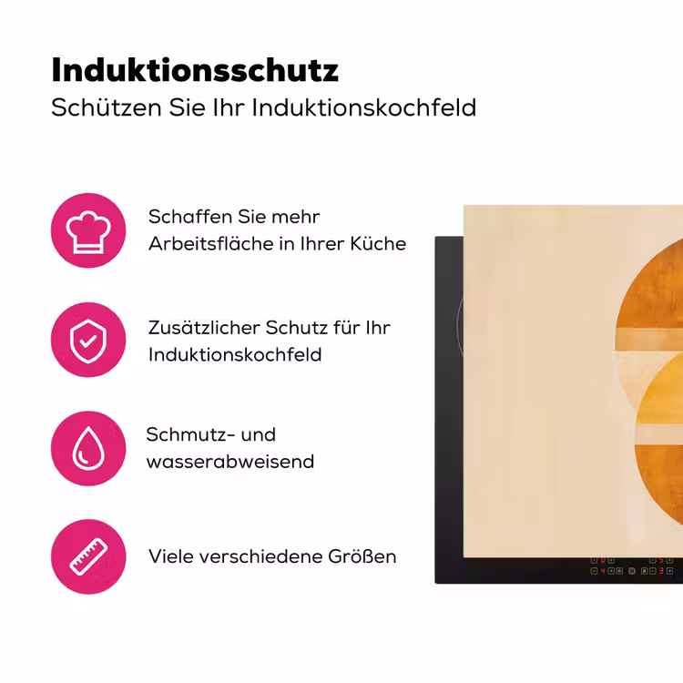 Cirkels - Geel - Minimalistisch Inductie beschermer vinyl 3mm klein -zzzzzzz-lf-ups