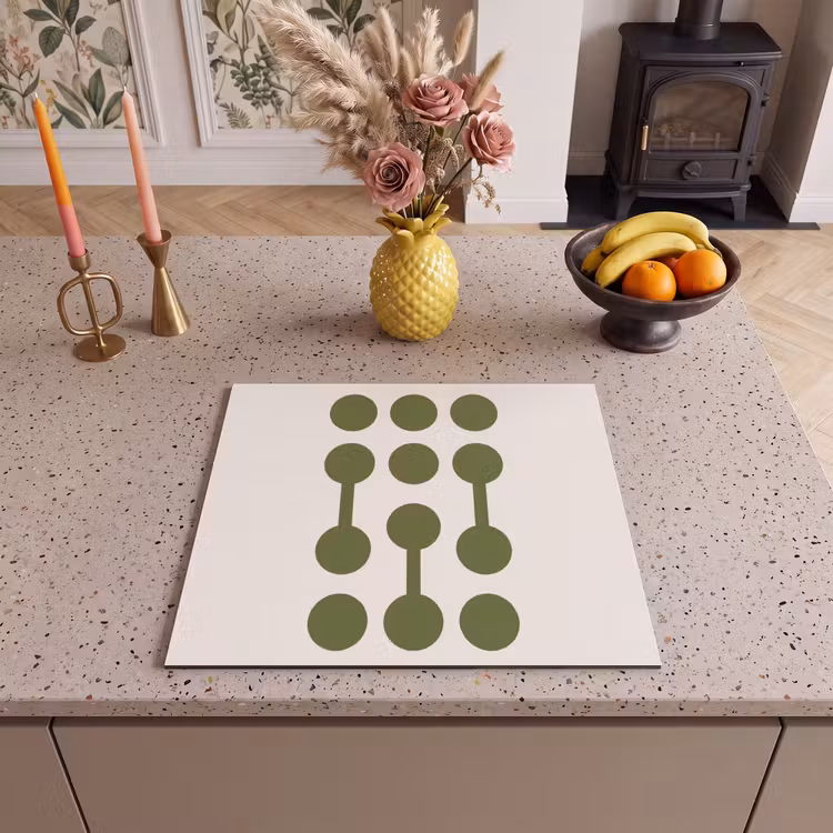 Cirkels - Geometrisch - Abstract - Modern - Groen Inductie beschermer vinyl 3mm middel -sfeer3