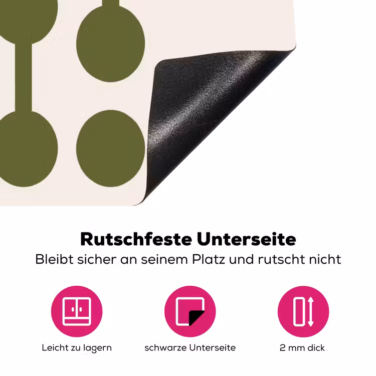 Cirkels - Geometrisch - Abstract - Modern - Groen Inductie beschermer vinyl 3mm middel -zzzzzzz-lf-onderkant