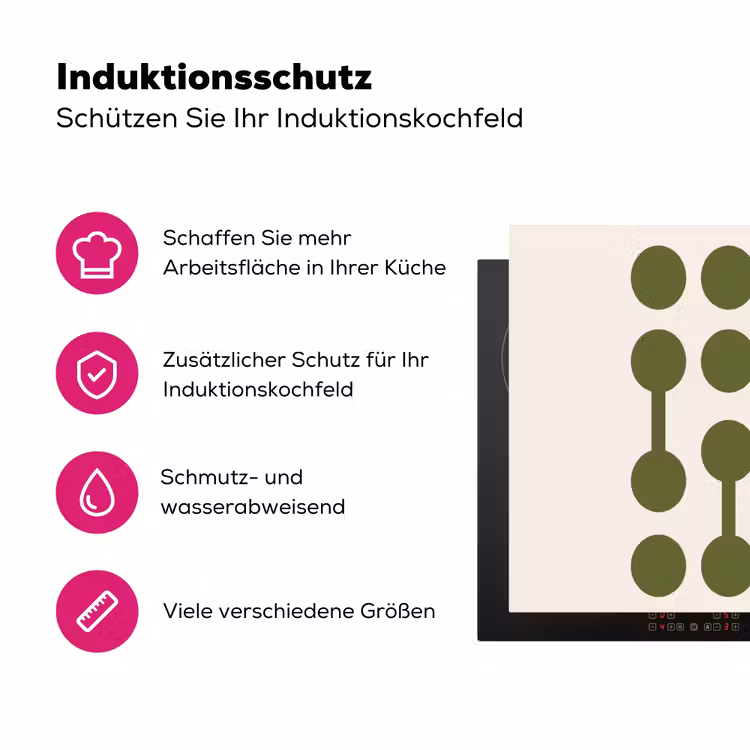 Cirkels - Geometrisch - Abstract - Modern - Groen Inductie beschermer vinyl 3mm middel -zzzzzzz-lf-ups