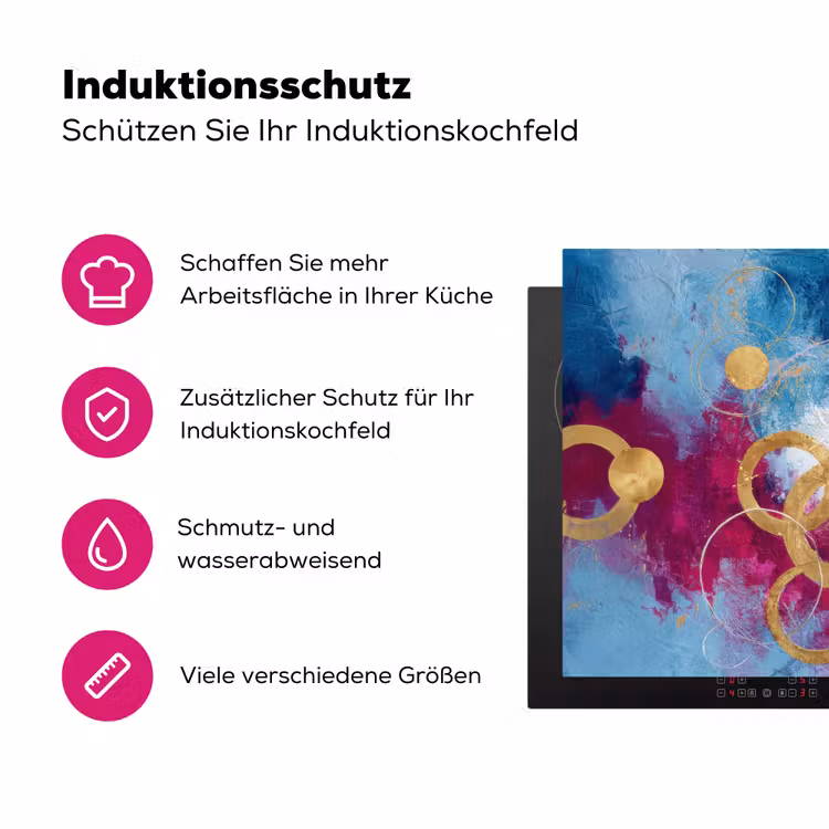 Cirkels - Goud - Abstract Inductie beschermer vinyl 3mm klein -zzzzzzz-lf-ups