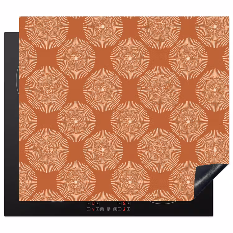 Cirkels - Grafisch - Patroon - Terracotta Inductie beschermer vinyl 3mm middel 274 -3d
