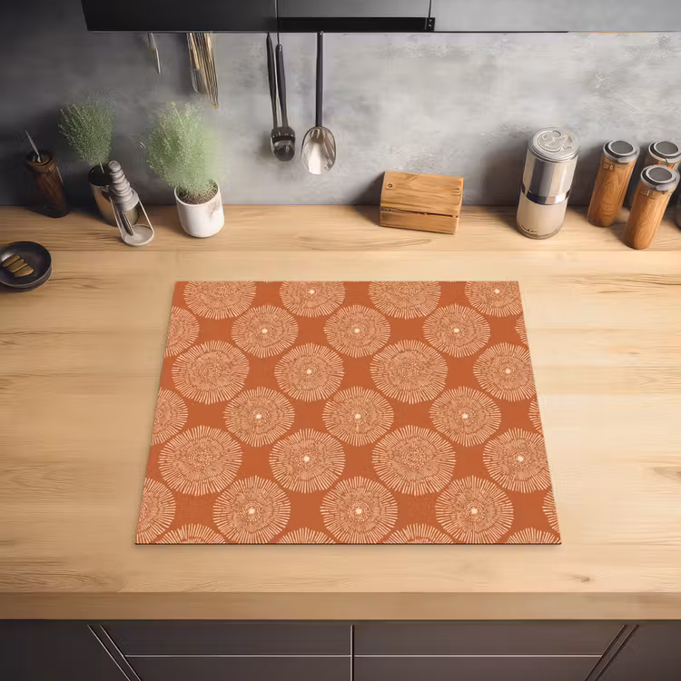Cirkels - Grafisch - Patroon - Terracotta Inductie beschermer vinyl 3mm middel 274 -sfeer5