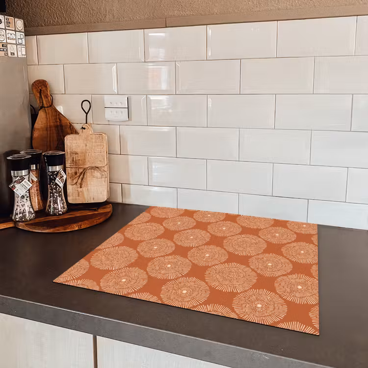 Cirkels - Grafisch - Patroon - Terracotta Inductie beschermer vinyl 3mm middel 274 -sfeer3