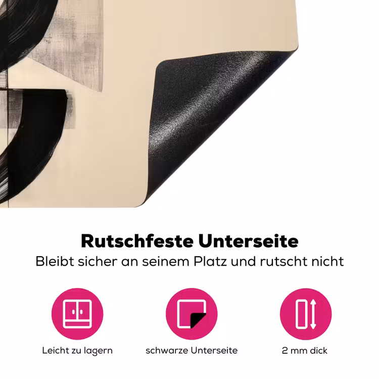 Cirkels - Lijnen - Vormen - Zwart Inductie beschermer vinyl 3mm klein -zzzzzzz-lf-onderkant