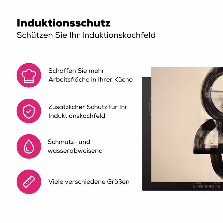 Cirkels - Lijnen - Vormen - Zwart Inductie beschermer vinyl 3mm klein -zzzzzzz-lf-ups