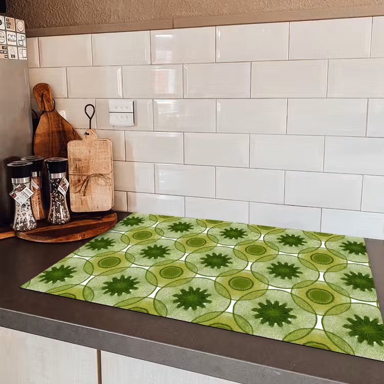 Cirkels - Patroon - Groen Inductie beschermer vinyl 3mm klein 276 -sfeer3