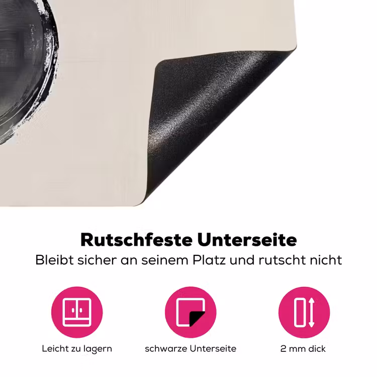 Cirkels - Strepen - Minimalistisch - Zwart Inductie beschermer vinyl 3mm klein -zzzzzzz-lf-onderkant