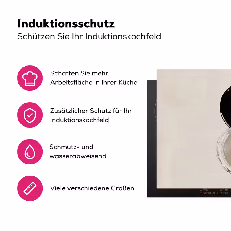 Cirkels - Strepen - Minimalistisch - Zwart Inductie beschermer vinyl 3mm klein -zzzzzzz-lf-ups