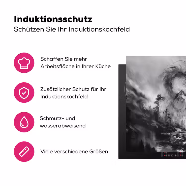 Krijger - Draak - Grijs Inductie beschermer vinyl 3mm klein -zzzzzzz-lf-ups