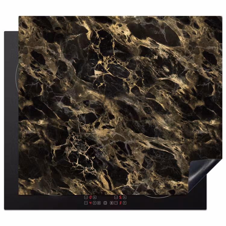 Kristal - Goud - Zwart - Marmer Inductie beschermer vinyl 3mm middel 274 -3d