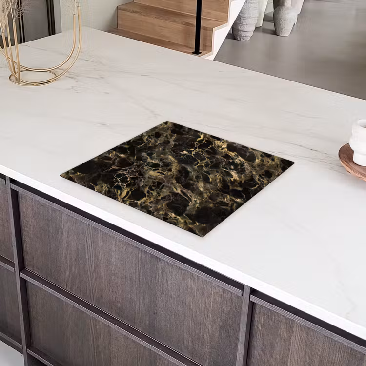Kristal - Goud - Zwart - Marmer Inductie beschermer vinyl 3mm middel 274 -sfeer8