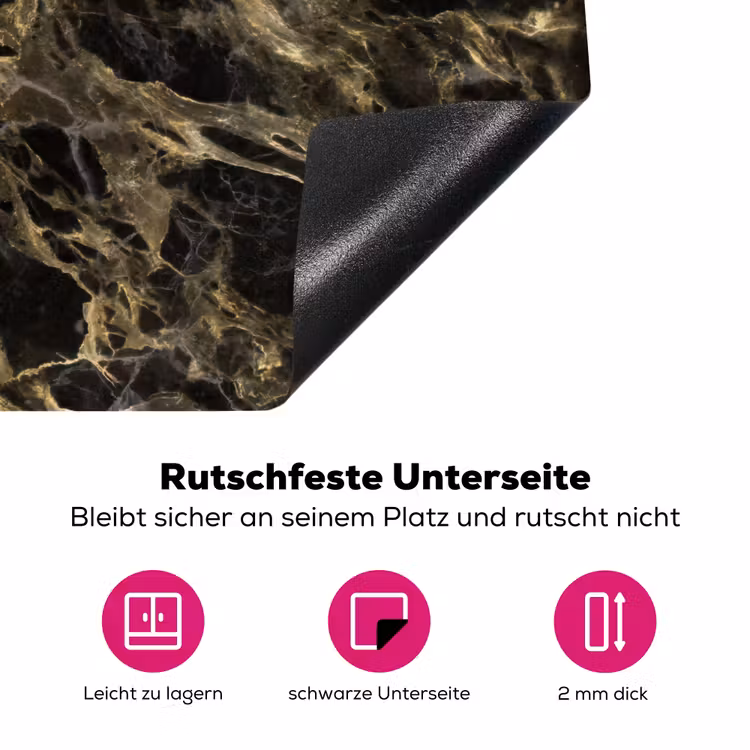 Kristal - Goud - Zwart - Marmer Inductie beschermer vinyl 3mm middel 274 -zzzzzzz-lf-onderkant