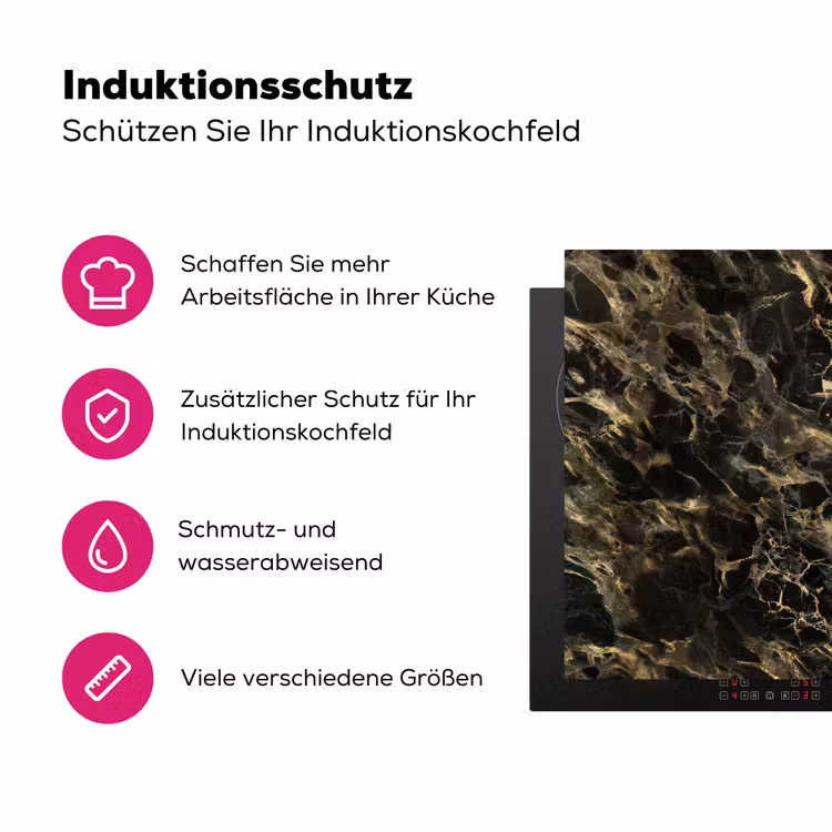 Kristal - Goud - Zwart - Marmer Inductie beschermer vinyl 3mm klein 276 -zzzzzzz-lf-ups