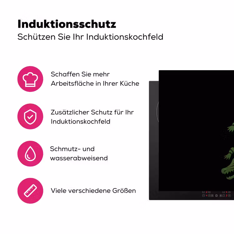 Krokodil - Groen - Tijgerachtig - Strepen Inductie beschermer vinyl 3mm klein -zzzzzzz-lf-ups