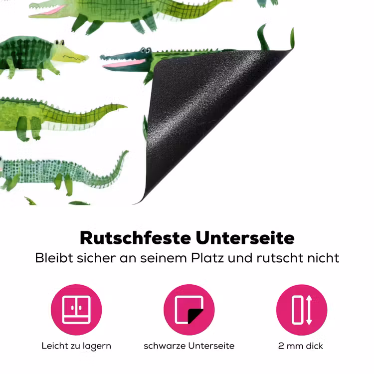 krokodillen - Speels - Groen Inductie beschermer vinyl 3mm klein 276 -zzzzzzz-lf-onderkant