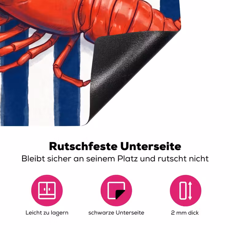 Schaaldier - Kreeft - Marine - Illustratie - Rood Inductie beschermer vinyl 3mm middel -zzzzzzz-lf-onderkant
