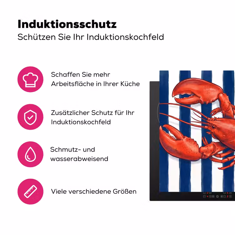 Schaaldier - Kreeft - Marine - Illustratie - Rood Inductie beschermer vinyl 3mm middel -zzzzzzz-lf-ups