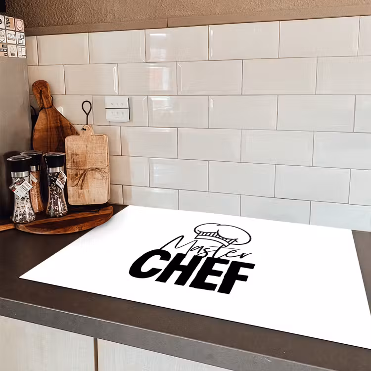 Keuken - Koken - Bakken - Chef - Master Chef - Kok - Tekst Inductie beschermer vinyl 3mm klein -sfeer3