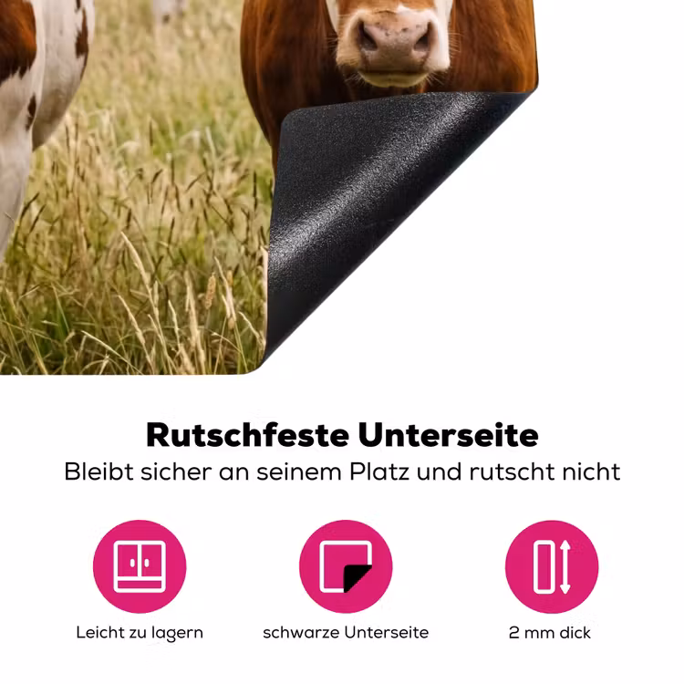 Koeien - Portret - Weide - Boerderij - Nieuwsgierig Inductie beschermer vinyl 3mm klein -zzzzzzz-lf-onderkant