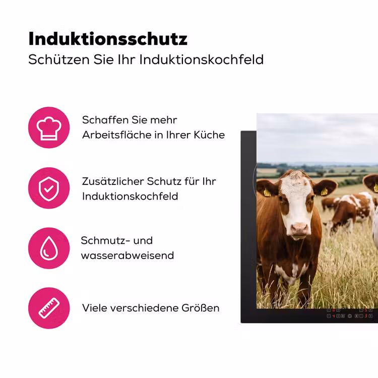 Koeien - Portret - Weide - Boerderij - Nieuwsgierig Inductie beschermer vinyl 3mm klein -zzzzzzz-lf-ups