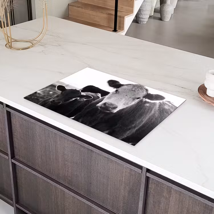 Koeien - Zwart - Wit Inductie beschermer vinyl 3mm klein -sfeer8