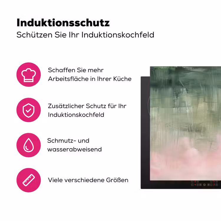 Kunst - Abstract - Modern - Groen - Roze Inductie beschermer vinyl 3mm middel -zzzzzzz-lf-ups