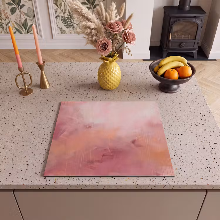 Kunst - Vloeiend - Pastel - Abstract Inductie beschermer vinyl 3mm middel -sfeer3