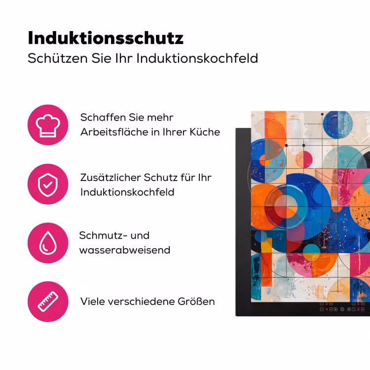 Kunst - Geometrisch - Abstract - Kleurrijk Inductie beschermer vinyl 3mm klein -zzzzzzz-lf-ups