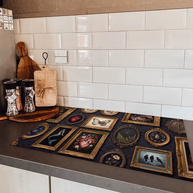 Kunst - Collectie - Vintage - Klassiek - Donker Inductie beschermer vinyl 3mm klein -sfeer3