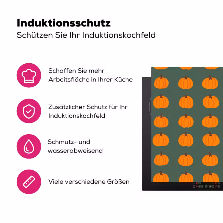 Pompoen - Patroon - Oranje Inductie beschermer vinyl 3mm klein 276 -zzzzzzz-lf-ups
