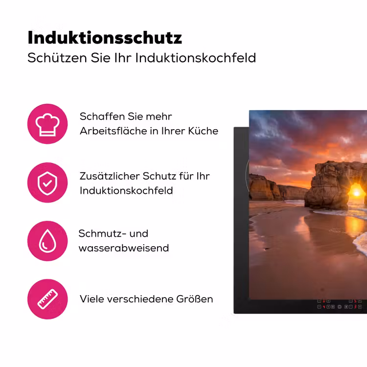 Kust - Rots - Zonsondergang - Zee - Natuur Inductie beschermer vinyl 3mm middel -zzzzzzz-lf-ups