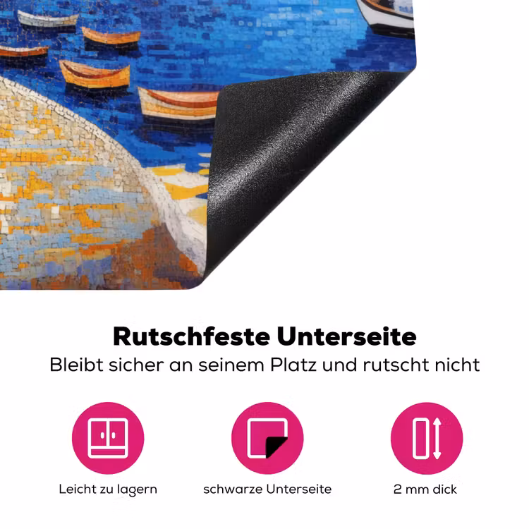 Kustdorp - Huisjes - Mozaïek - Zee Inductie beschermer vinyl 3mm klein -zzzzzzz-lf-onderkant