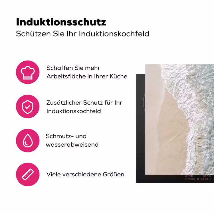 Kust - Zand - Blauw Inductie beschermer vinyl 3mm klein -zzzzzzz-lf-ups