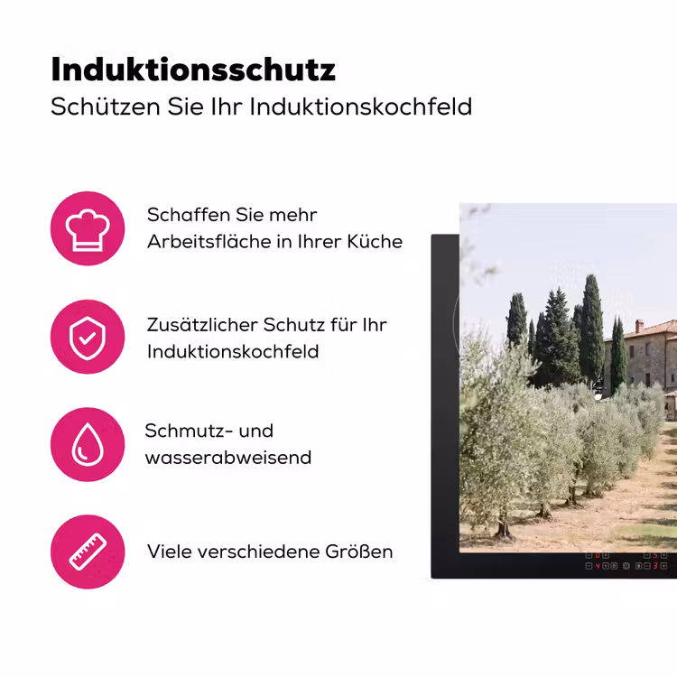 Herdabdeckplatte - Landhaus – Olivenbaum – Obstgarten - Landhuis - olijfboom - gaard Inductie beschermer vinyl 3mm middel