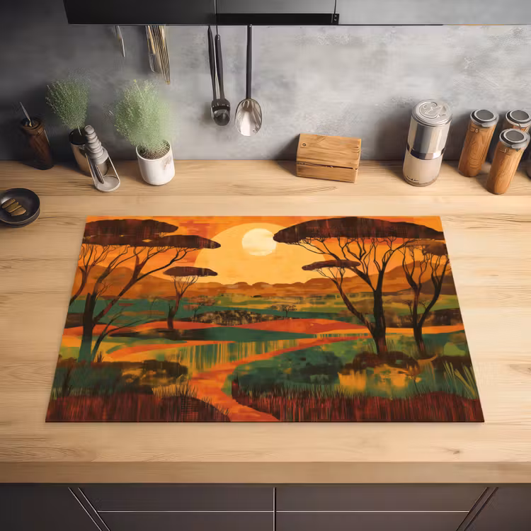 Landschap - Afrikaans - Zon Inductie beschermer vinyl 3mm klein -sfeer5