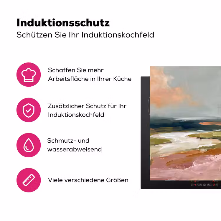 Landschap - Rivier - Abstract - Roze - Groen Inductie beschermer vinyl 3mm middel -zzzzzzz-lf-ups