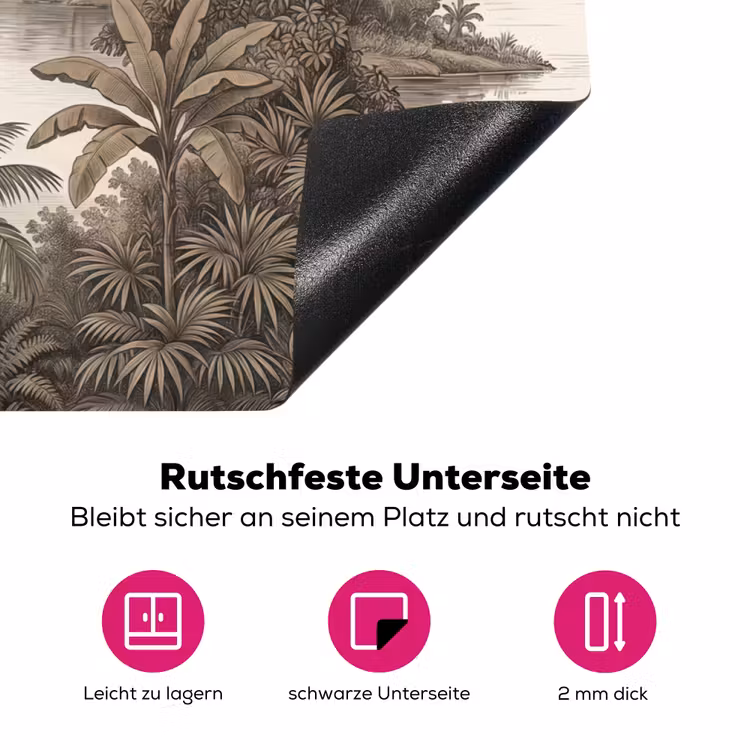 Landschap - Rivier - Boot - Tropisch - Vintage Inductie beschermer vinyl 3mm klein -zzzzzzz-lf-onderkant