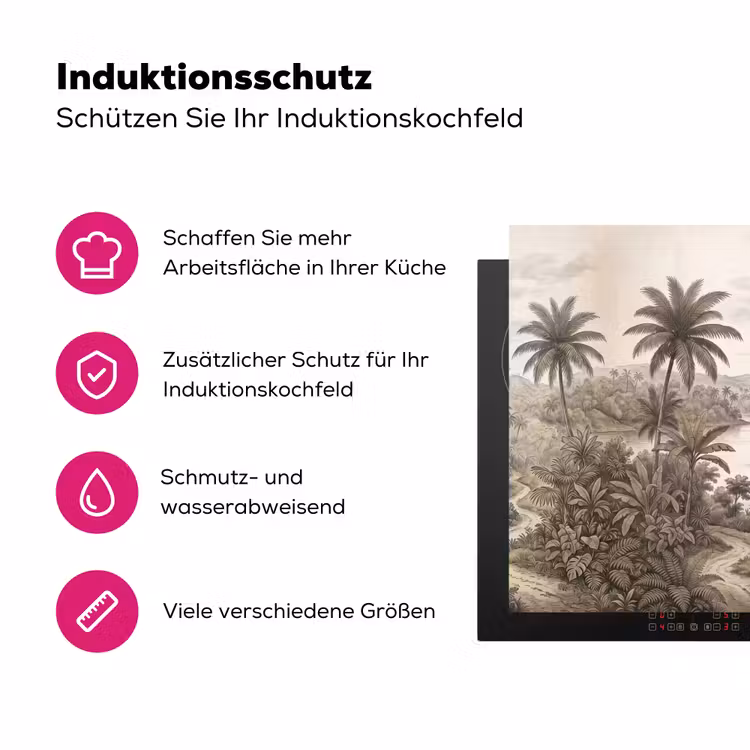 Landschap - Rivier - Boot - Tropisch - Vintage Inductie beschermer vinyl 3mm klein -zzzzzzz-lf-ups