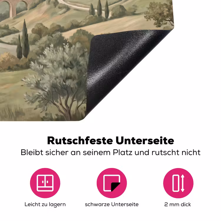 Landschap - Heuvels - Zandpad - Groen Inductie beschermer vinyl 3mm klein -zzzzzzz-lf-onderkant