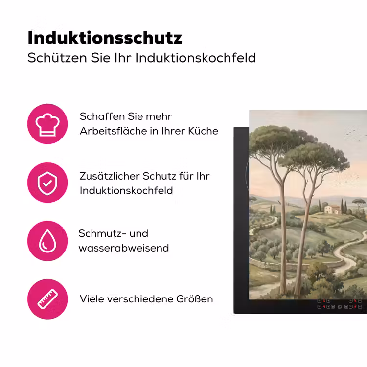 Landschap - Heuvels - Zandpad - Groen Inductie beschermer vinyl 3mm klein -zzzzzzz-lf-ups