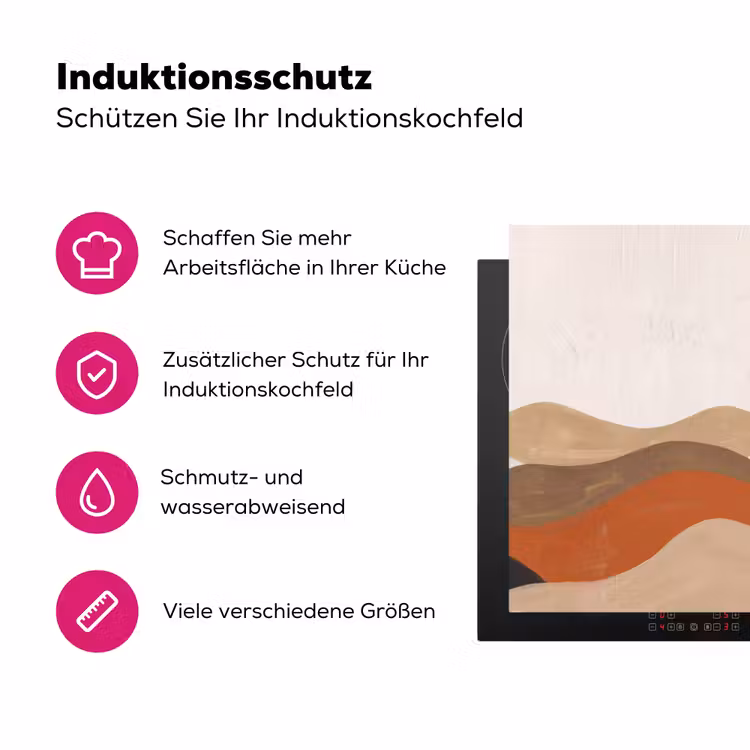 Landschap - Heuvels - Zon - Abstract - Oranje Inductie beschermer vinyl 3mm klein -zzzzzzz-lf-ups