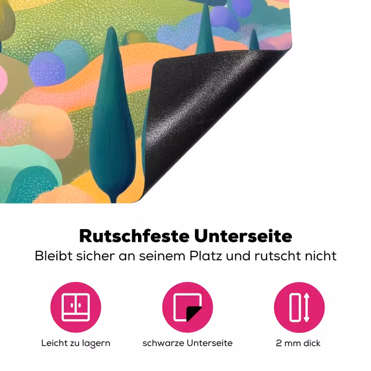 Landschap - Paars - Pastel - Huizen Inductie beschermer vinyl 3mm klein -zzzzzzz-lf-onderkant