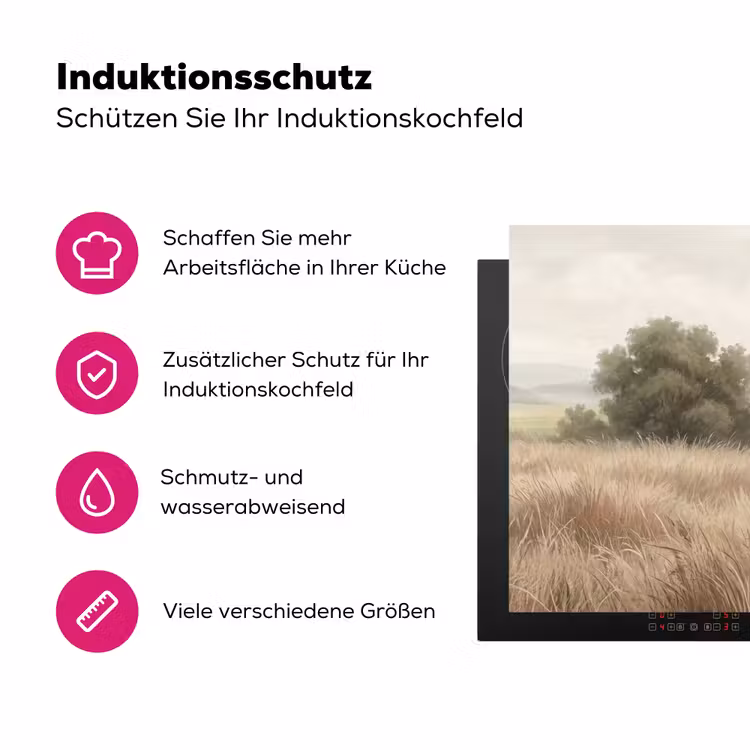 Landschap - Minimalistisch - Beige Inductie beschermer vinyl 3mm klein -zzzzzzz-lf-ups