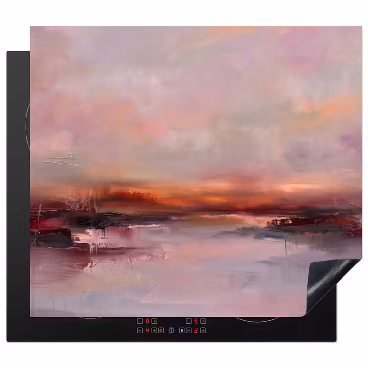 Landschap - Zonsondergang - Abstract - Modern - Roze Inductie beschermer vinyl 3mm middel -3d