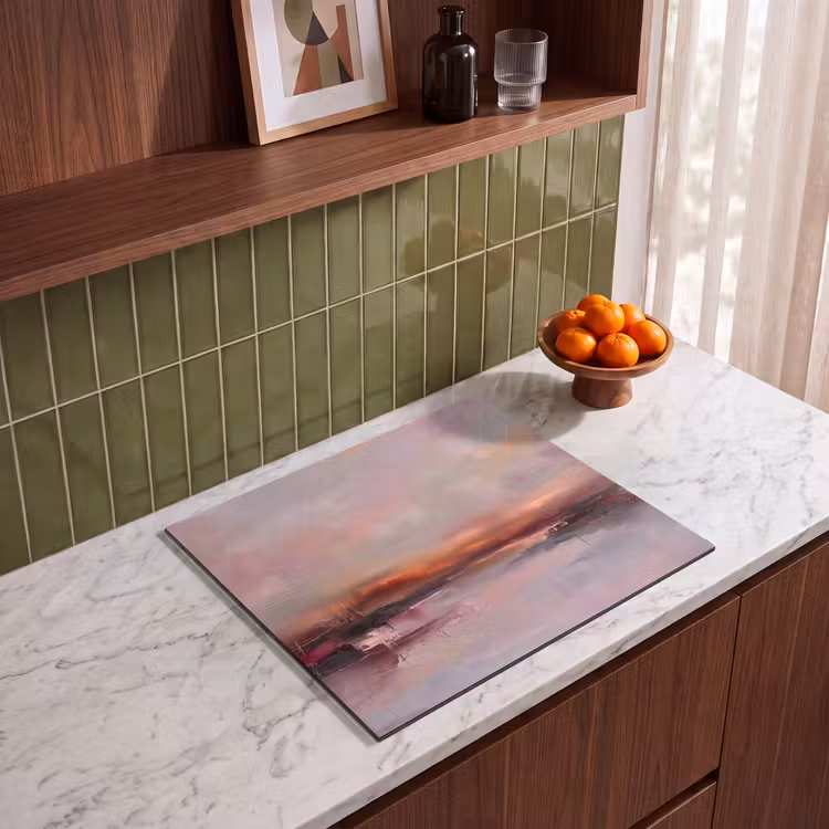 Landschap - Zonsondergang - Abstract - Modern - Roze Inductie beschermer vinyl 3mm middel -sfeer8
