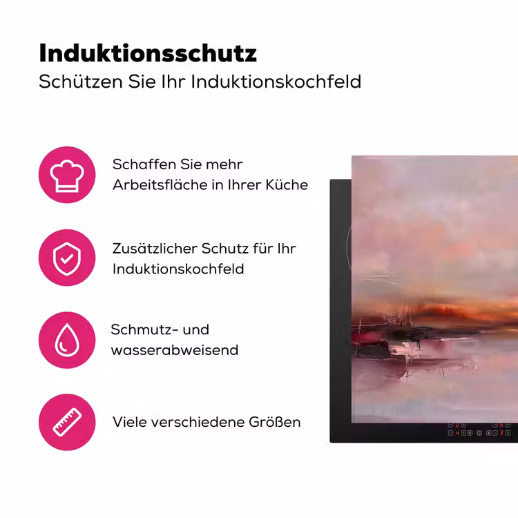 Landschap - Zonsondergang - Abstract - Modern - Roze Inductie beschermer vinyl 3mm middel -zzzzzzz-lf-ups